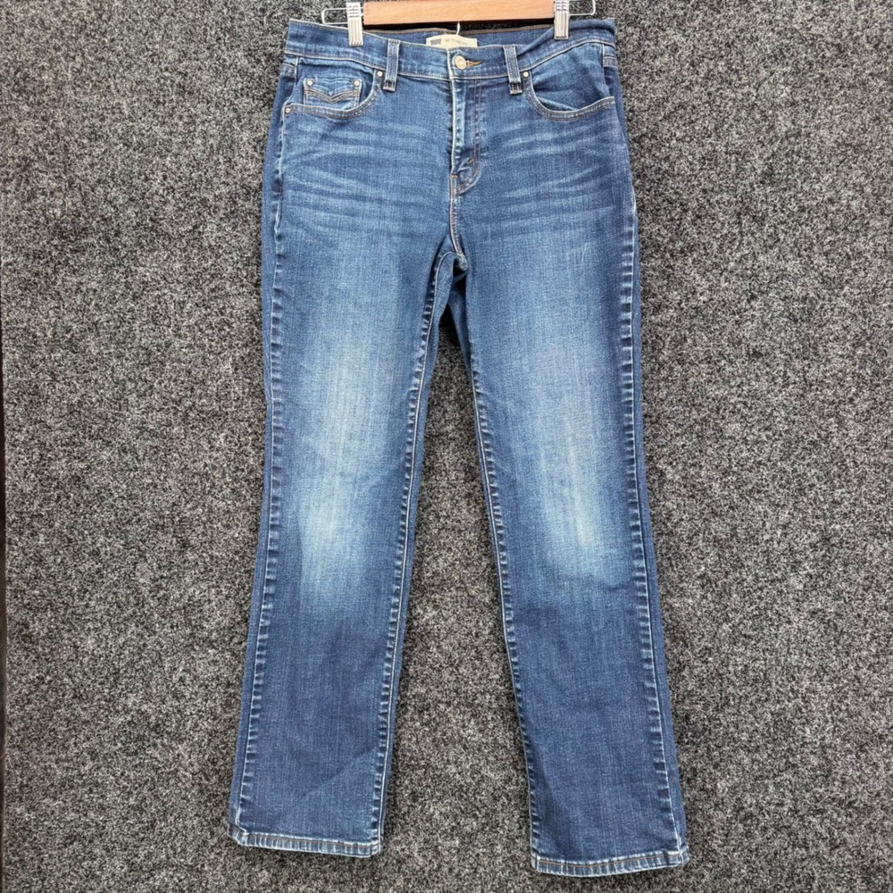 Levis 505 Straight Leg Jeans Womens 31x29.5 Blue Medium Wash Flap Pocket Denim